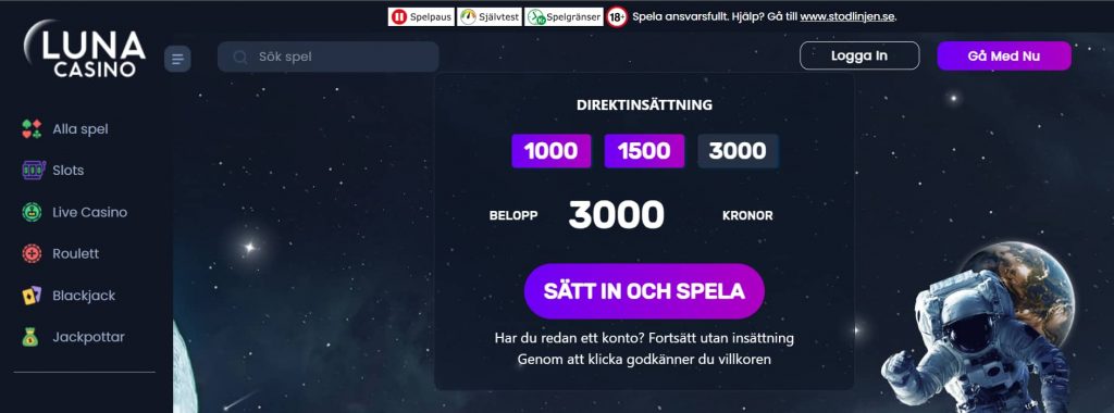 Luna Casino hemsida