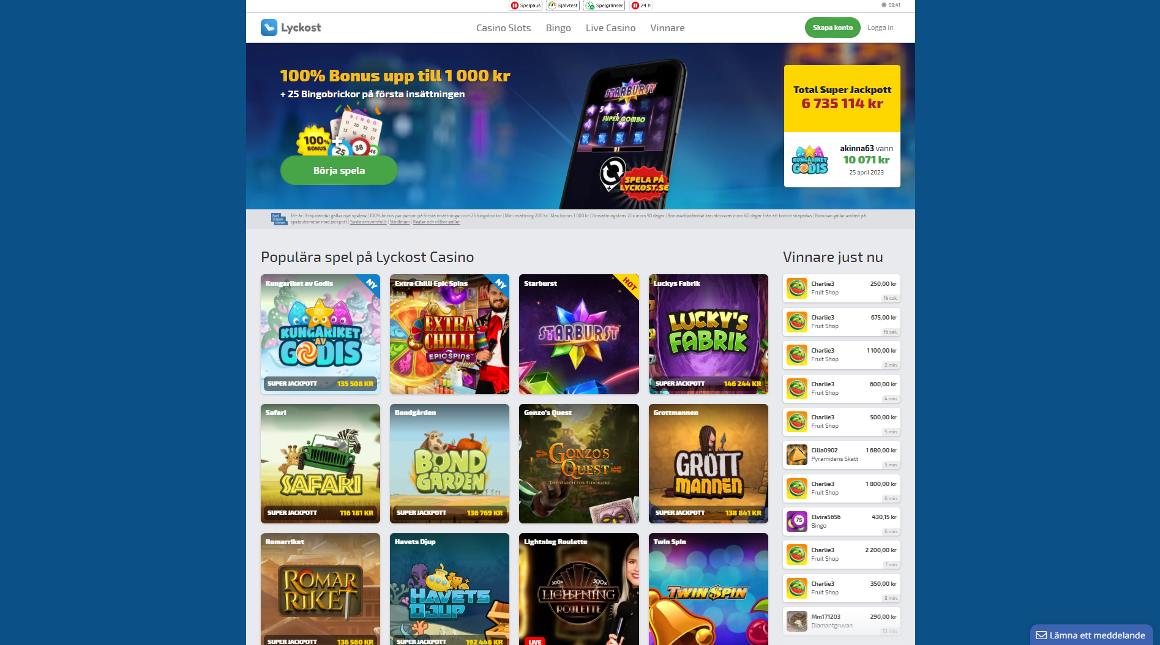 lyckost casino sverige