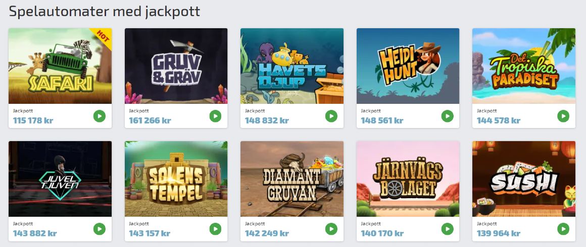 Jackpottspel hos Lyckost