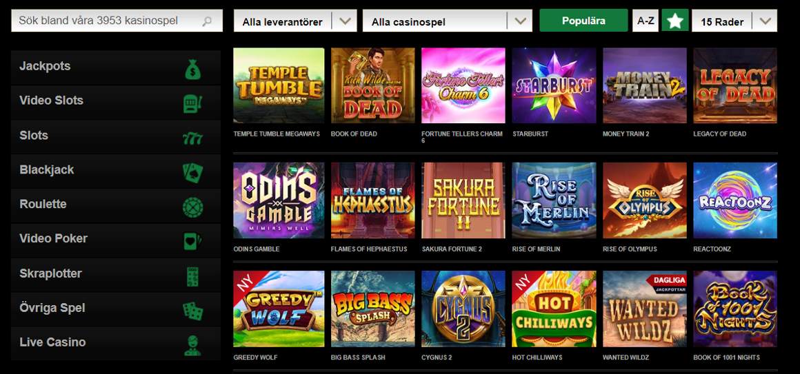 Spelutbud hos Mrvegas i Sverige