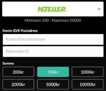 Neteller insättning på casino