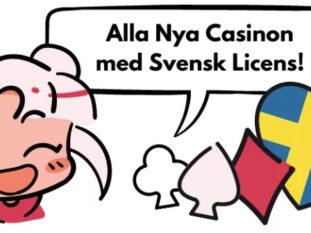 Tecknad figur som uttrycker Alla Nya Casinon med Svensk Licens