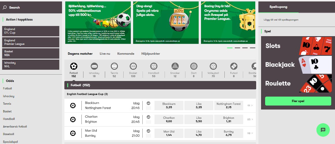 Odds och betting på 10bet i Sverige