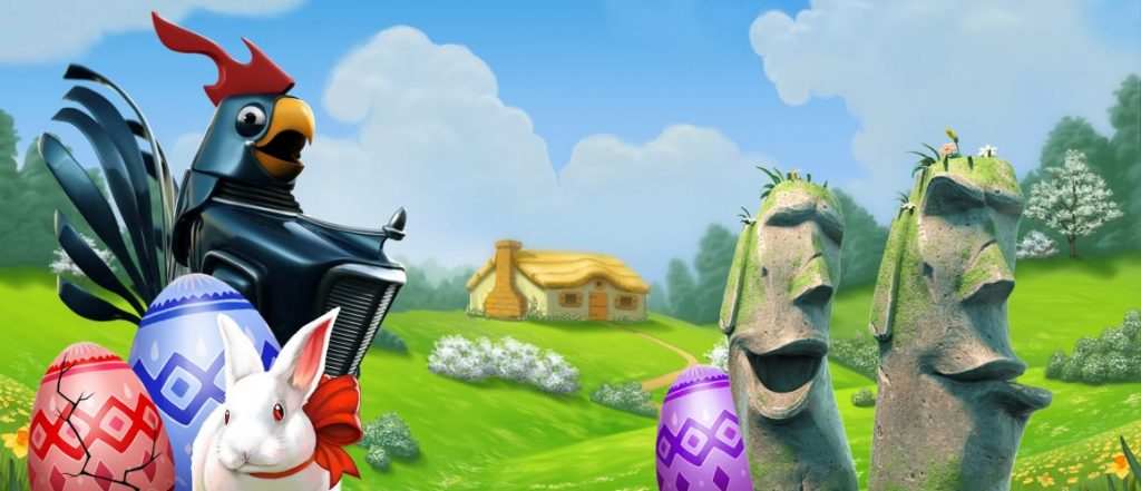 Olika karaktärer från slots med påsktema