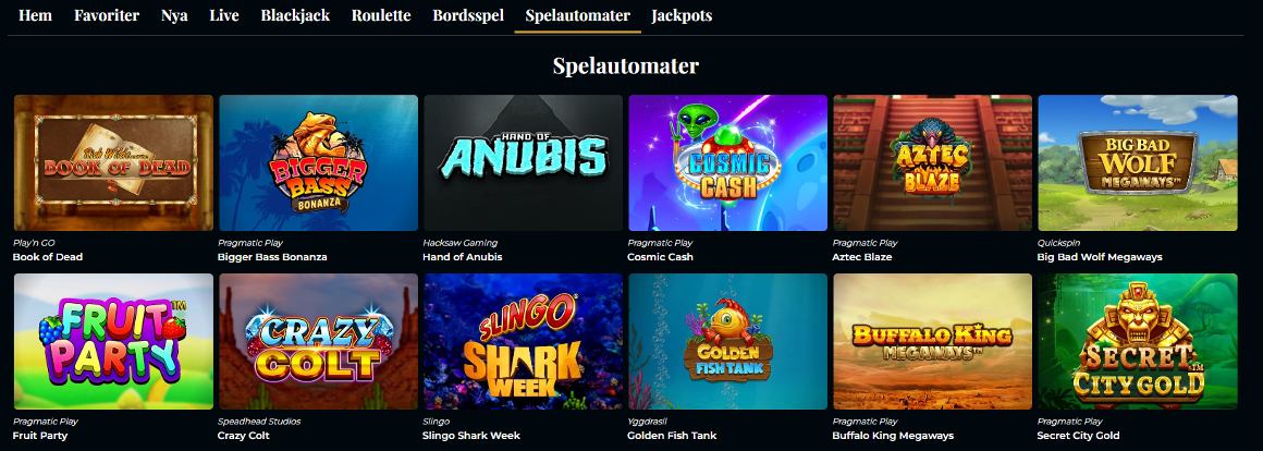 Utvalda online slots på Premier Live Casino