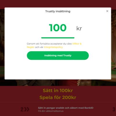 Pronto Live Casino insättning med Trustly