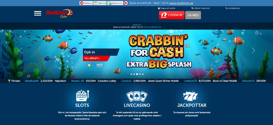 RedKings casino startsida i Sverige