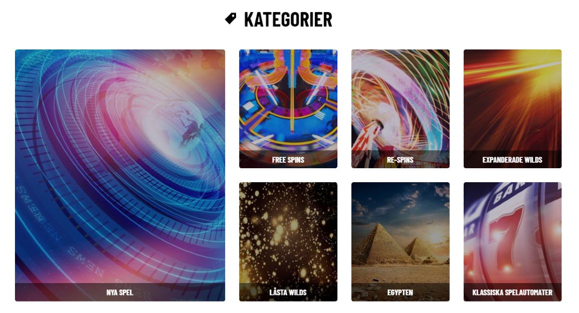 Spelkategorier hos Kazoom casino