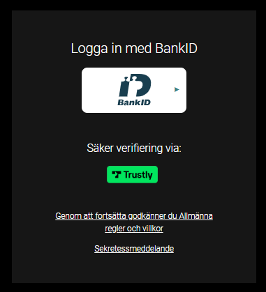 VoodooDreams login genom BankID