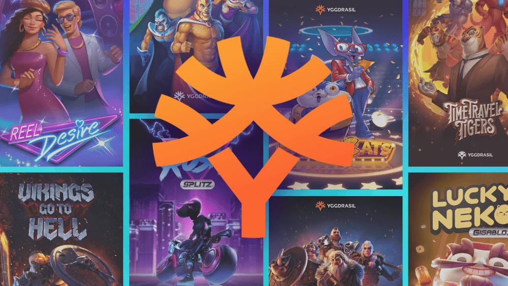 Yggdrasil logo framför olika yggdrasil slots