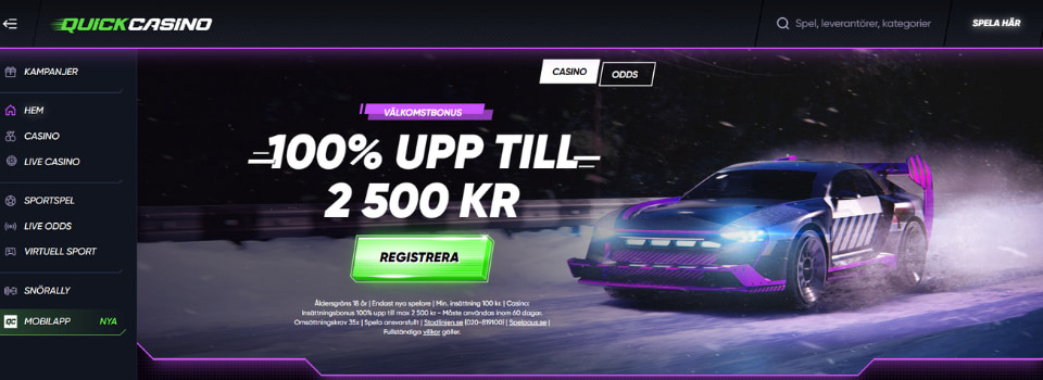 Quick Casino startsida i Sverige