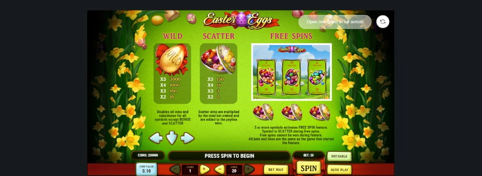 Tabell av Easter Eggs symboler och utbetalningar