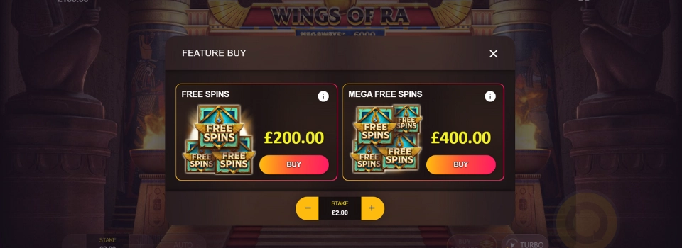 Wings of ra megaways köpbonus funktion