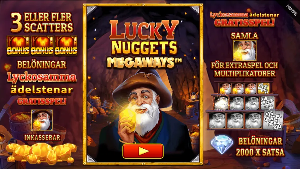 Lucky Nuggets Megaways startskärm