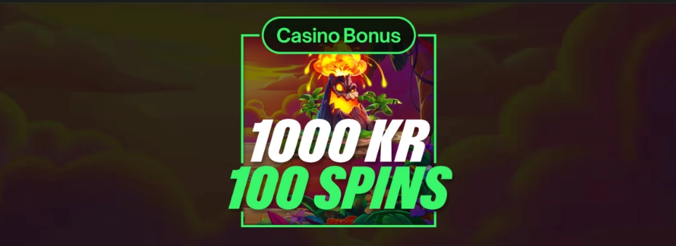ComeOn Casino bonusbanner med texten 1000 KR 100 SPINS.