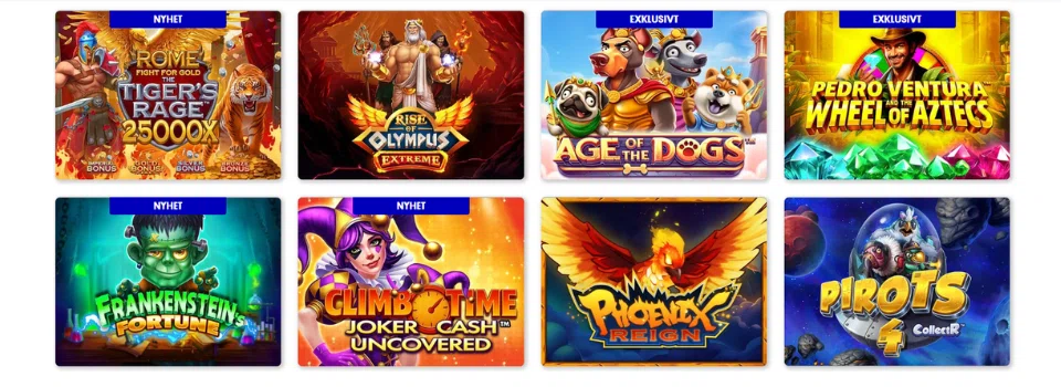 Översikt över casinospel på Svenska Spel, inklusive 